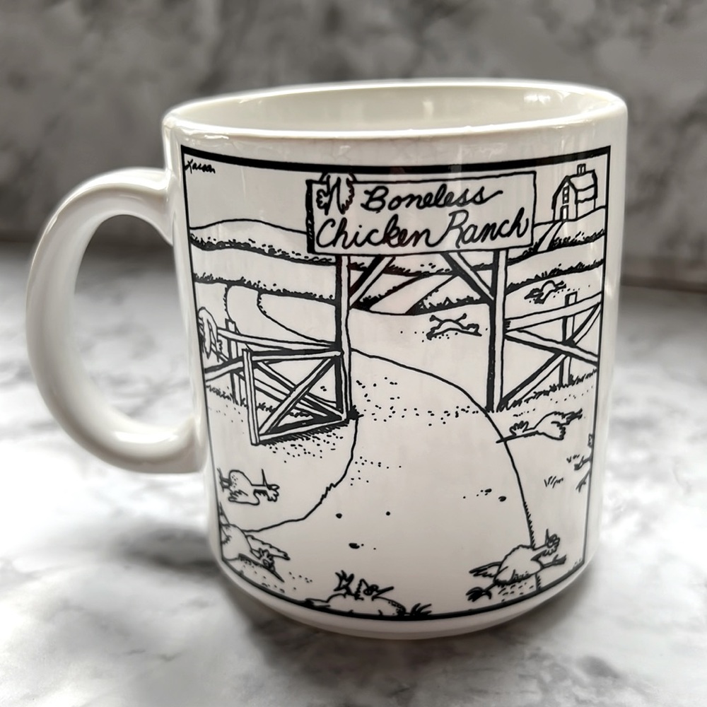 Vintage The Far Side BONELESS CHICKEN RANCH Coffee Mug 1983 Gary Larson